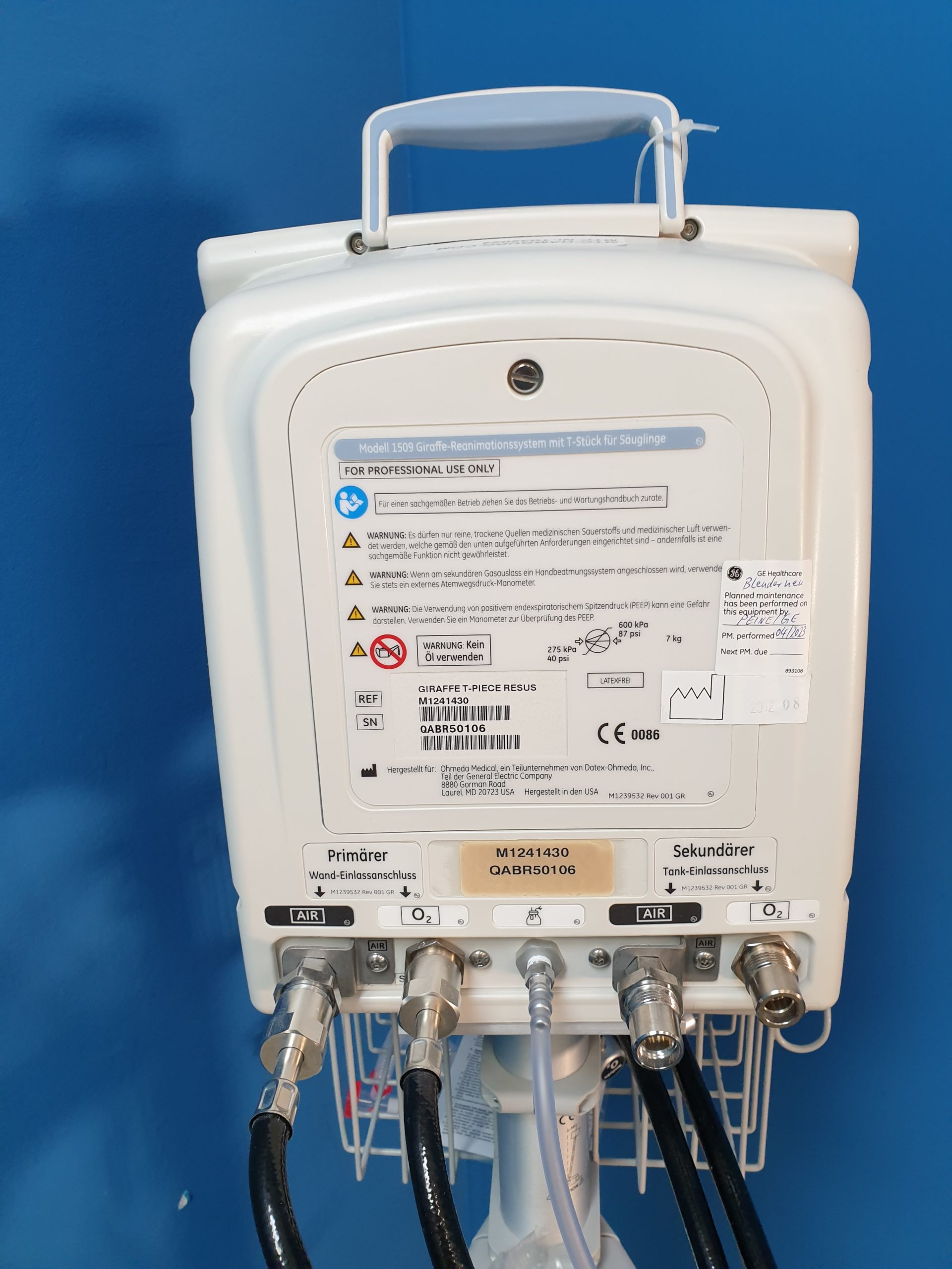 GE Giraffe Infant Resuscitation System T Piece Resuce - M124130 – Bild 7
