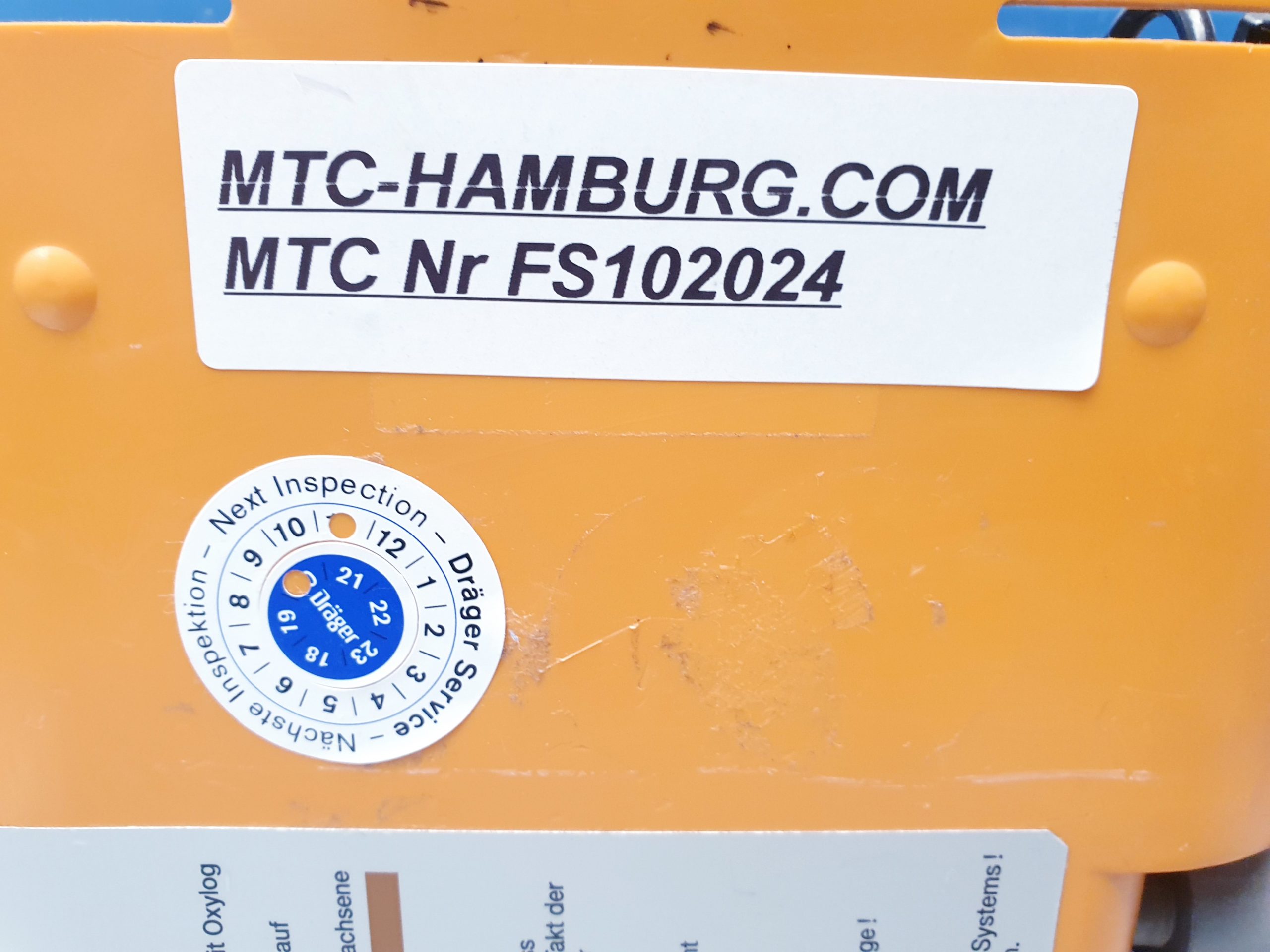 Dräger Oxylog mit Trageplatte – Bild 2