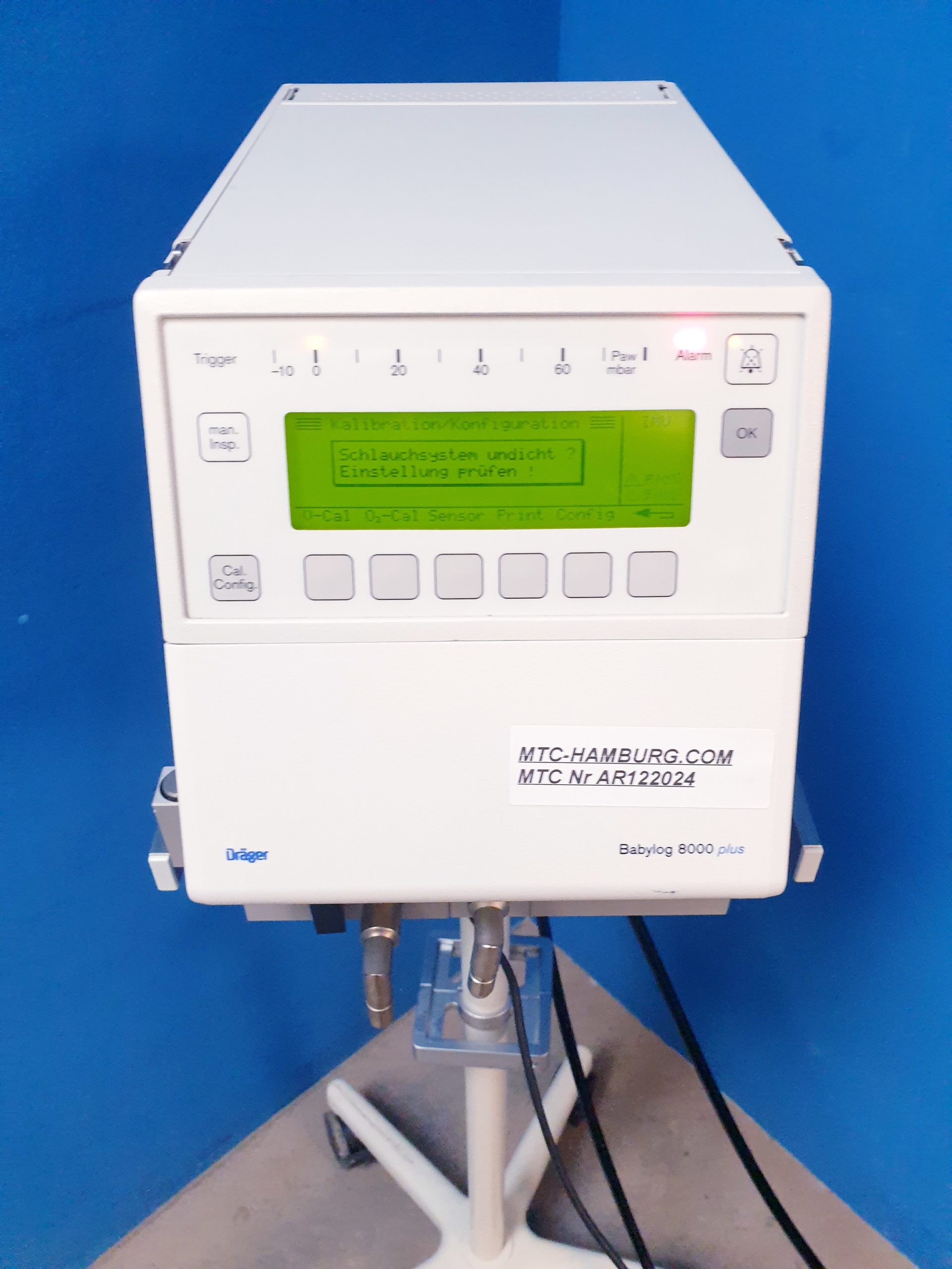 Draeger-Dräger Beatmungsgerät Dräger Babylog 8000 plus+fahrbarem Stativ – Bild 3