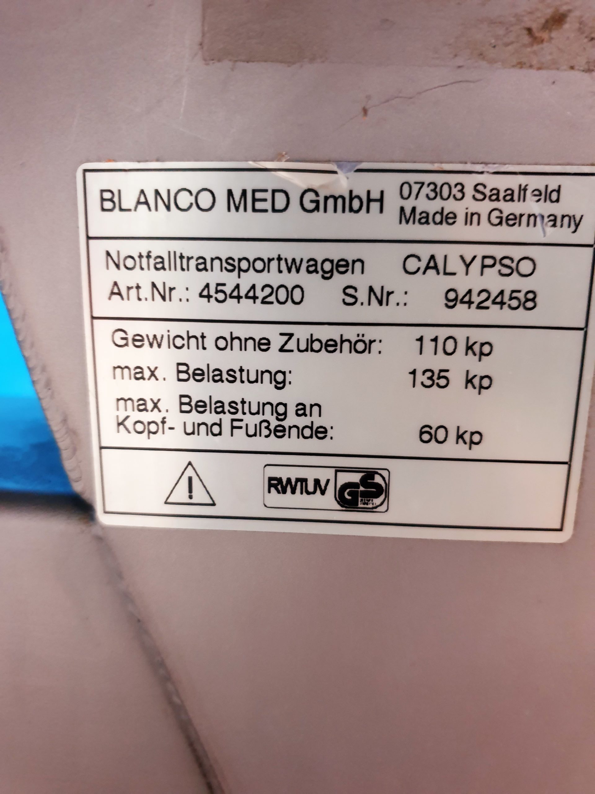 Blanco CALYPSO Gipstisch Hydraulish Notfalltransportwagen – Notfallwagen – Bild 9