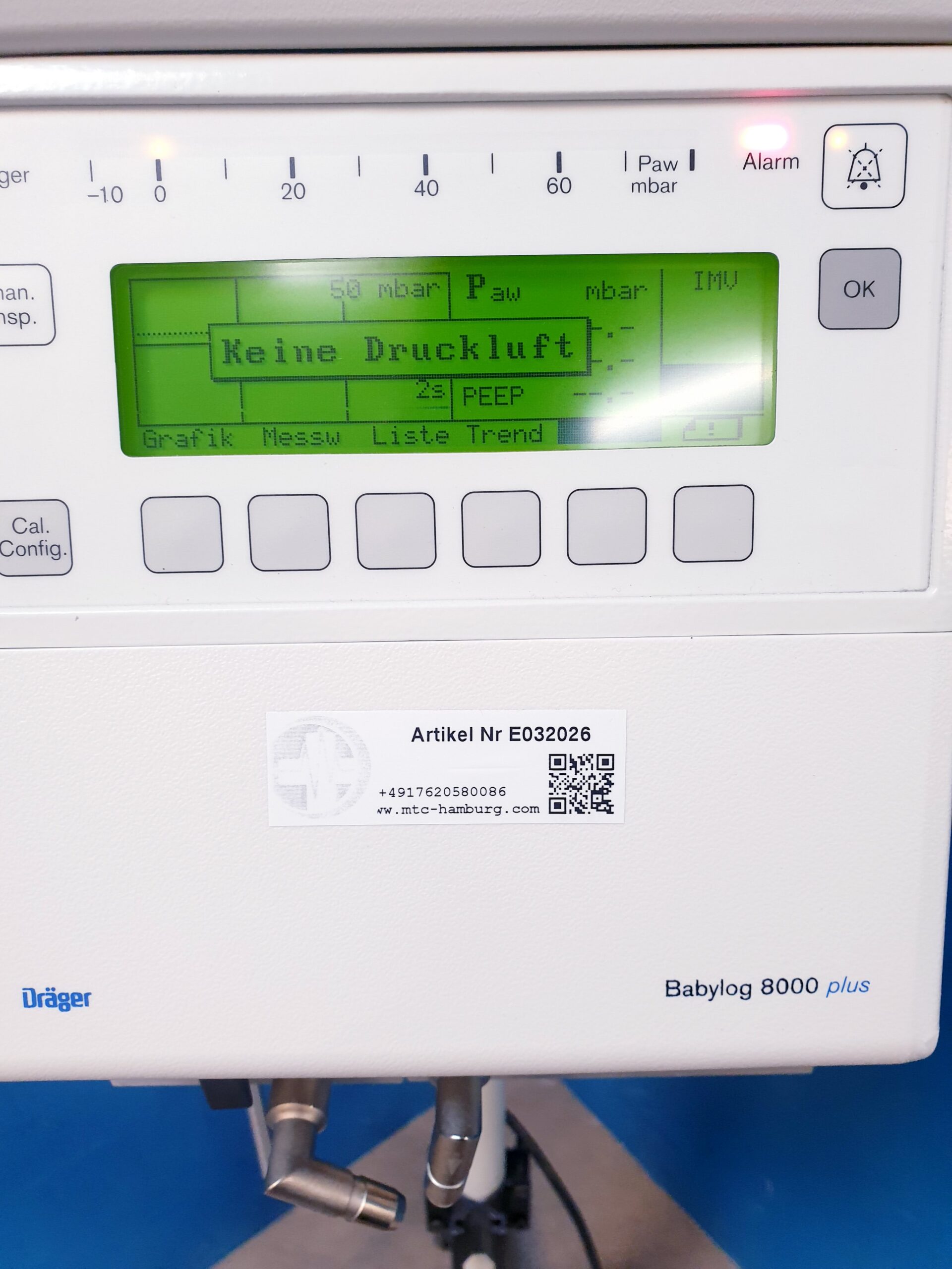 Draeger-Dräger Beatmungsgerät Dräger Babylog 8000 plus+fahrbarem Stativ – Bild 13
