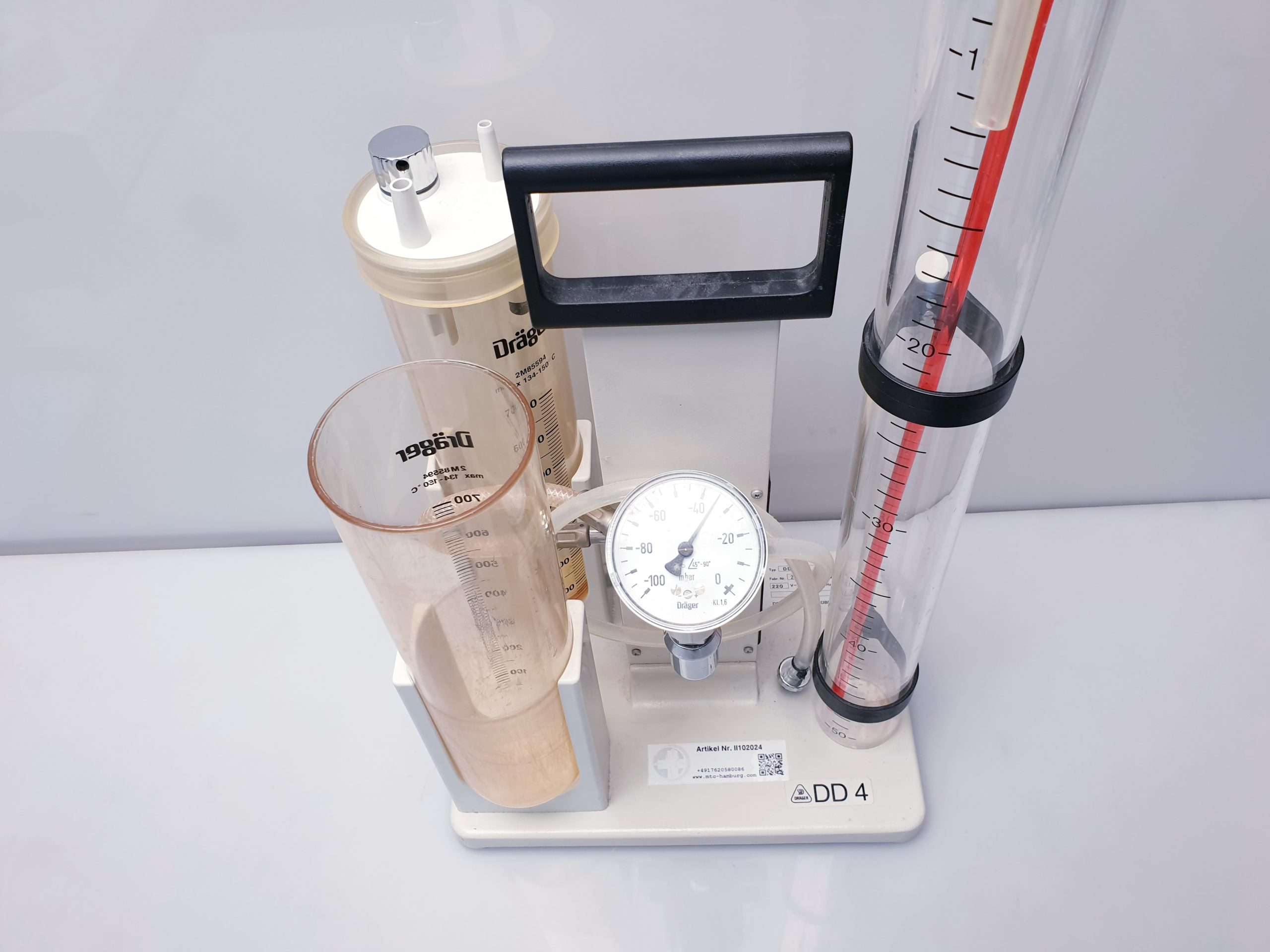 Dräger Behälter Bronchussauger mit Deckel und Manometer - Tragbar – Bild 4
