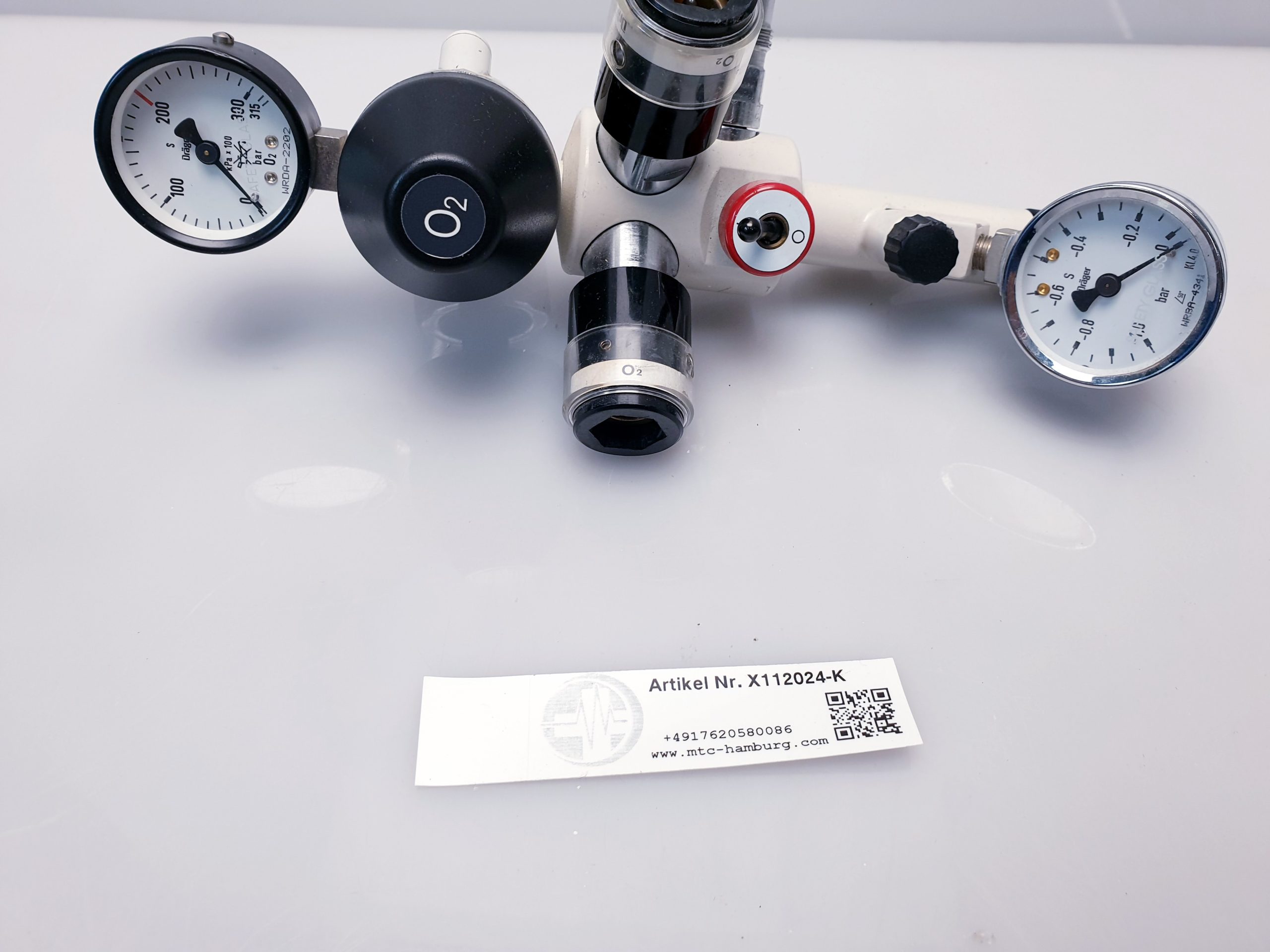 Draeger - Dräger 2M86210 Druckminderer Verteiler 2x Anschlüsse + 2x Brometer – Bild 3