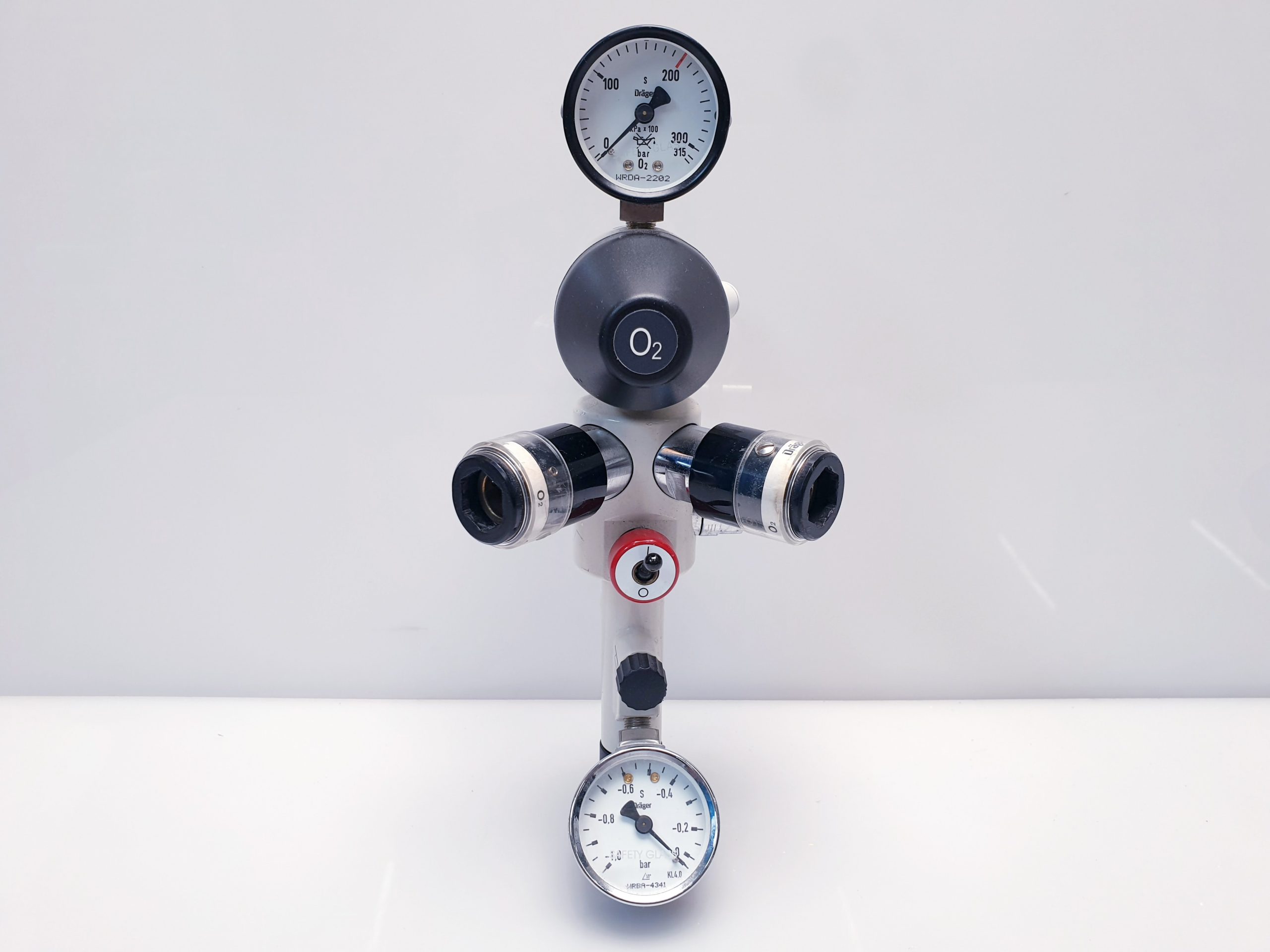 Draeger - Dräger 2M86210 Druckminderer Verteiler 2x Anschlüsse + 2x Brometer – Bild 4