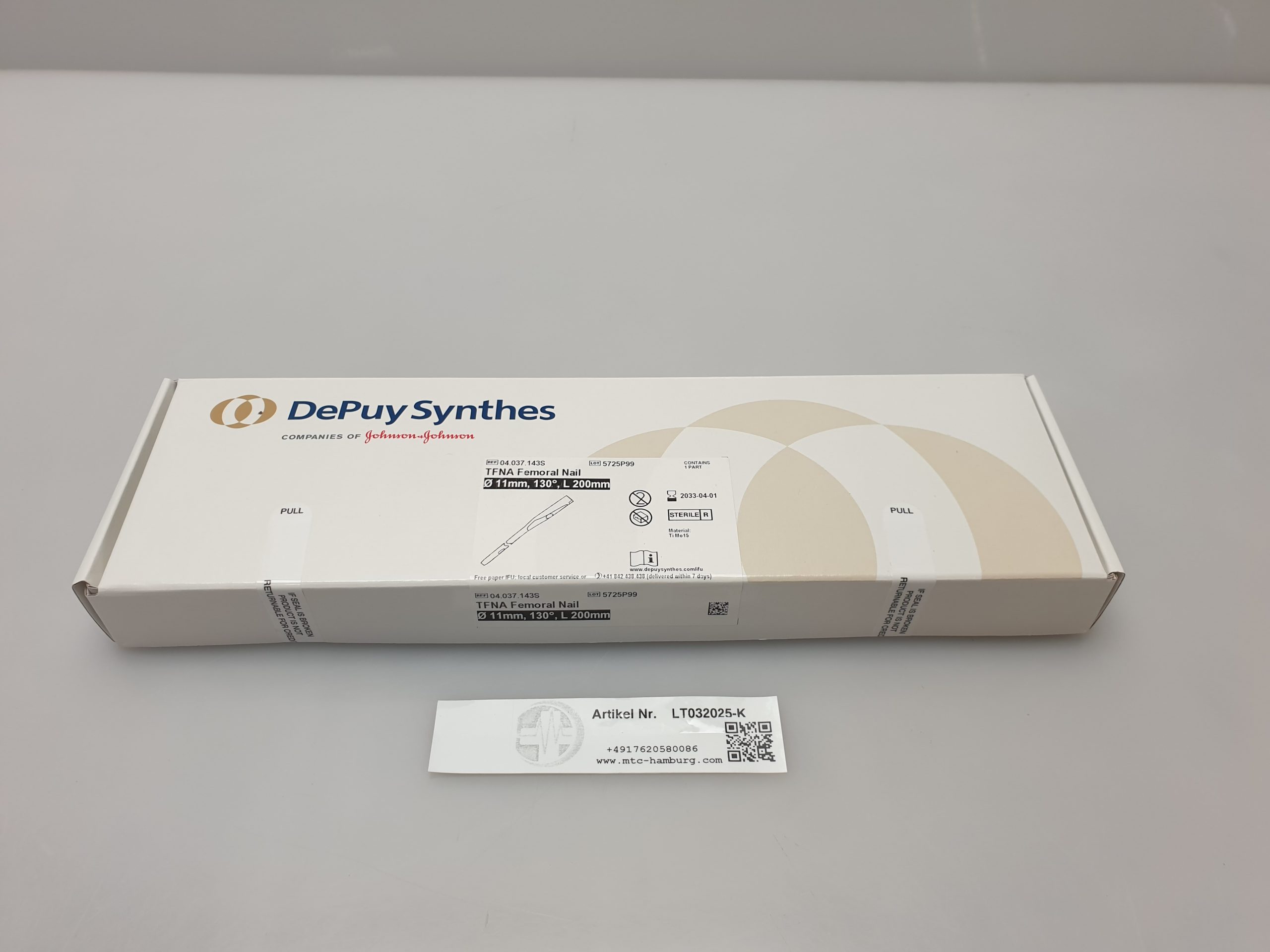 DePuy Synthes TFNA femoral nail 11mm, 130grad , L 200mm REF 04.037.143S für die Knochen gelenke – Bild 3