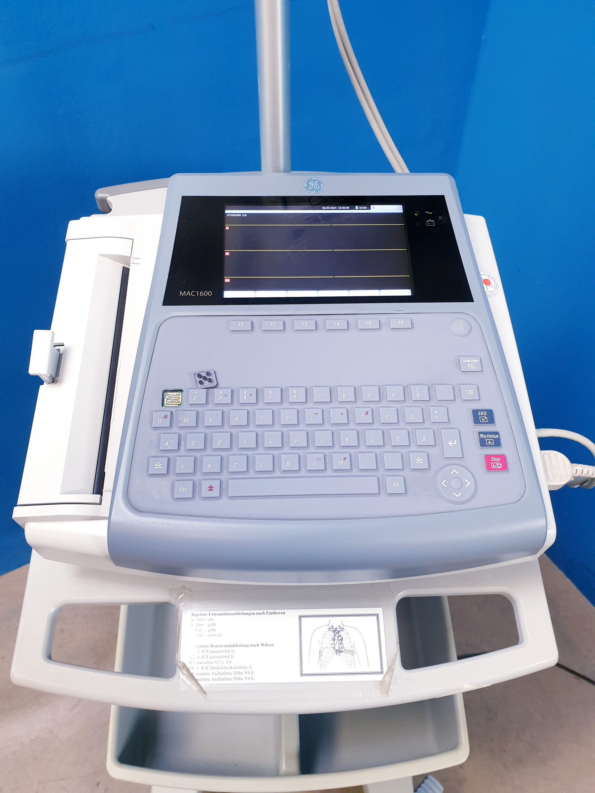 Ge Mac 1600 EKG Gerät mit Gerätewagen und noch eine Kabelarmhalterung – Bild 11