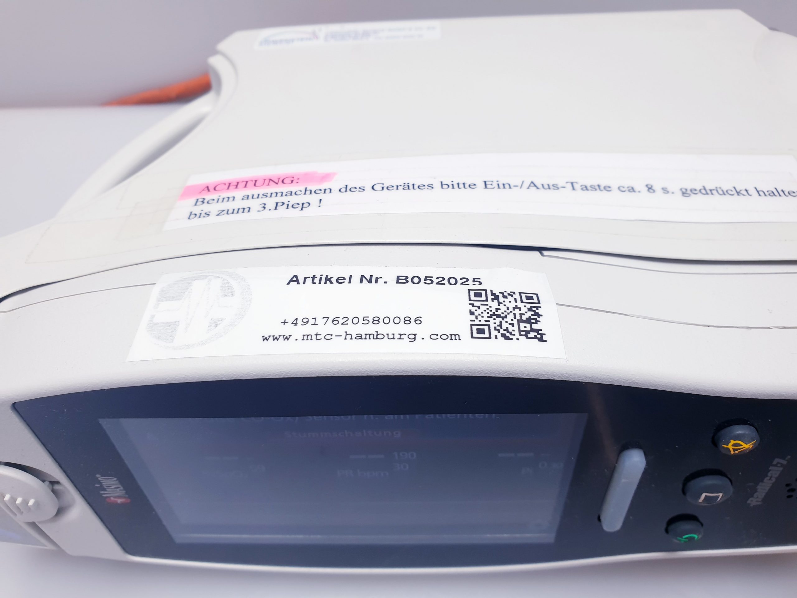 Masimo Radical 7 Rainbow Radical-7 SpO2 Monitor mit Sensor – Bild 2