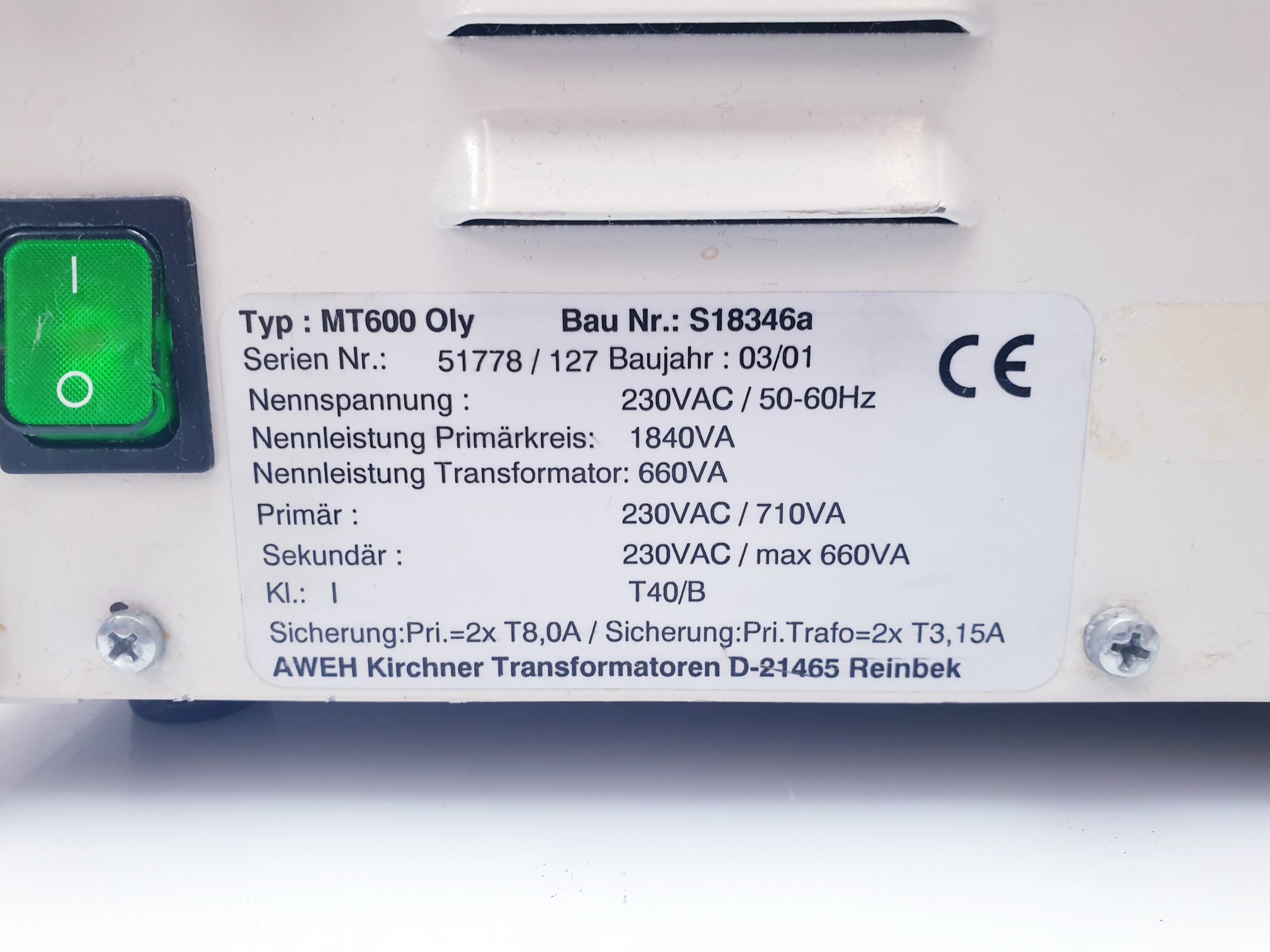AWEH KIRCHNER MT600 Oly - Trenntrafo - 660VA – Bild 4