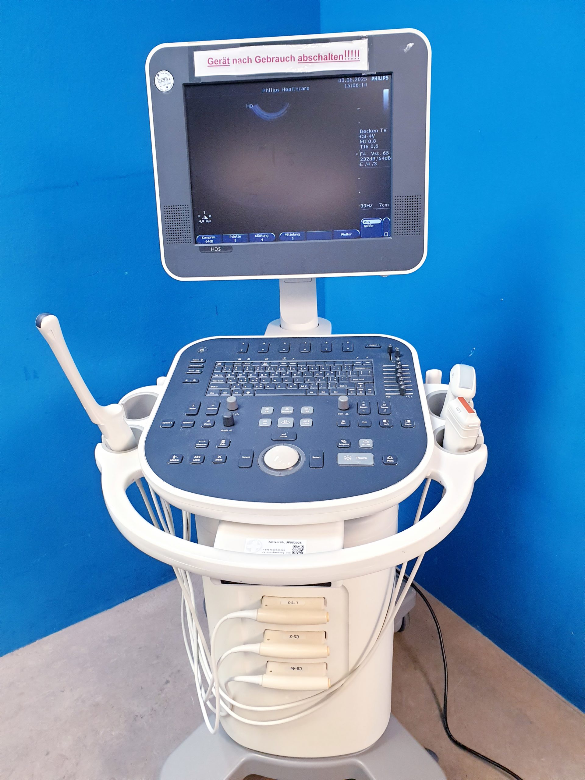 Philips HD 5 HD5 + C5-2 + C8-4v + L12-3 – Gynmaschine Farbdoppler – Bild 3