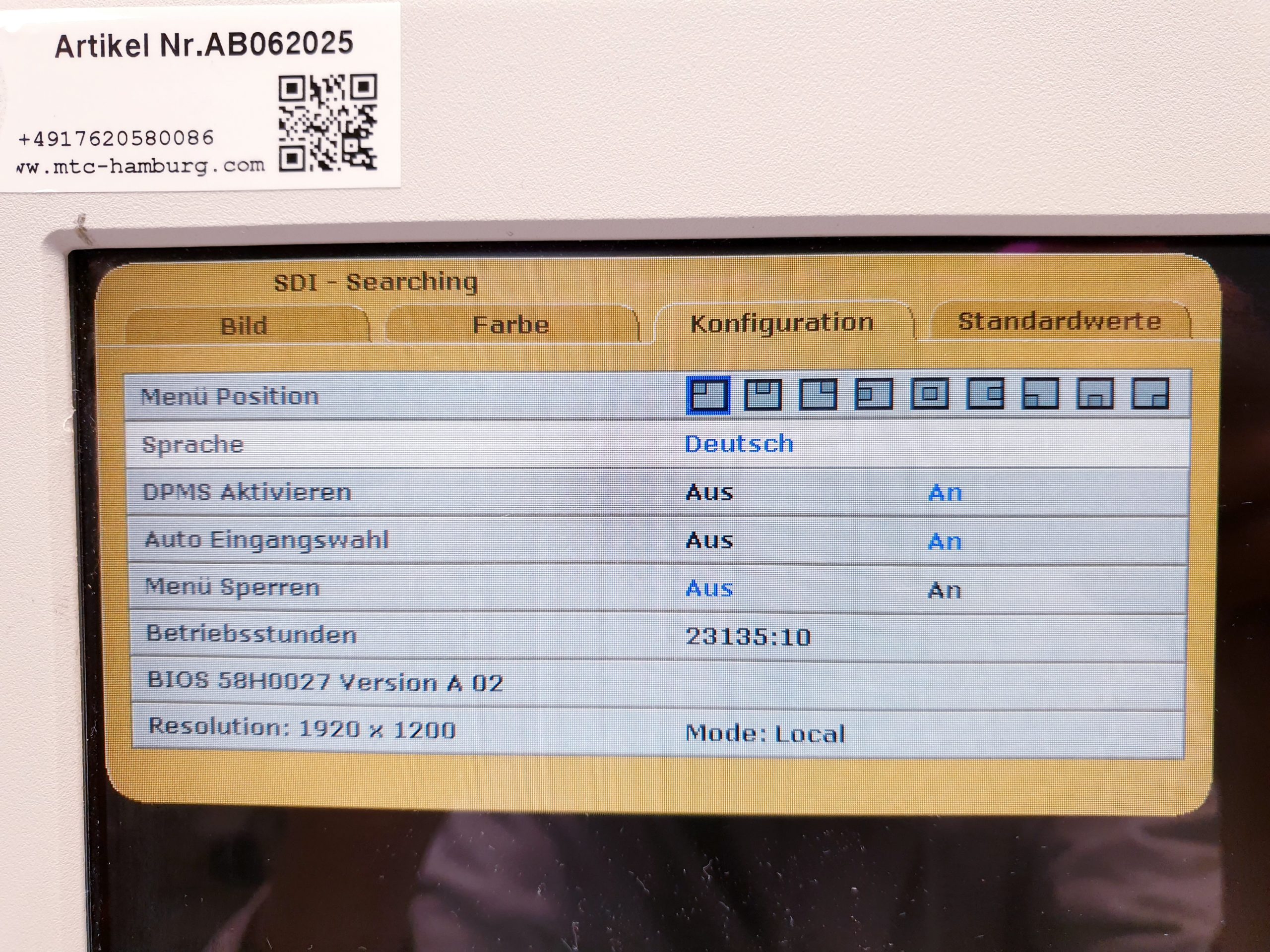 Karl Storz SC-WU23-A1511 Monitor mit Netzteil für die Endoskopie – Bild 8