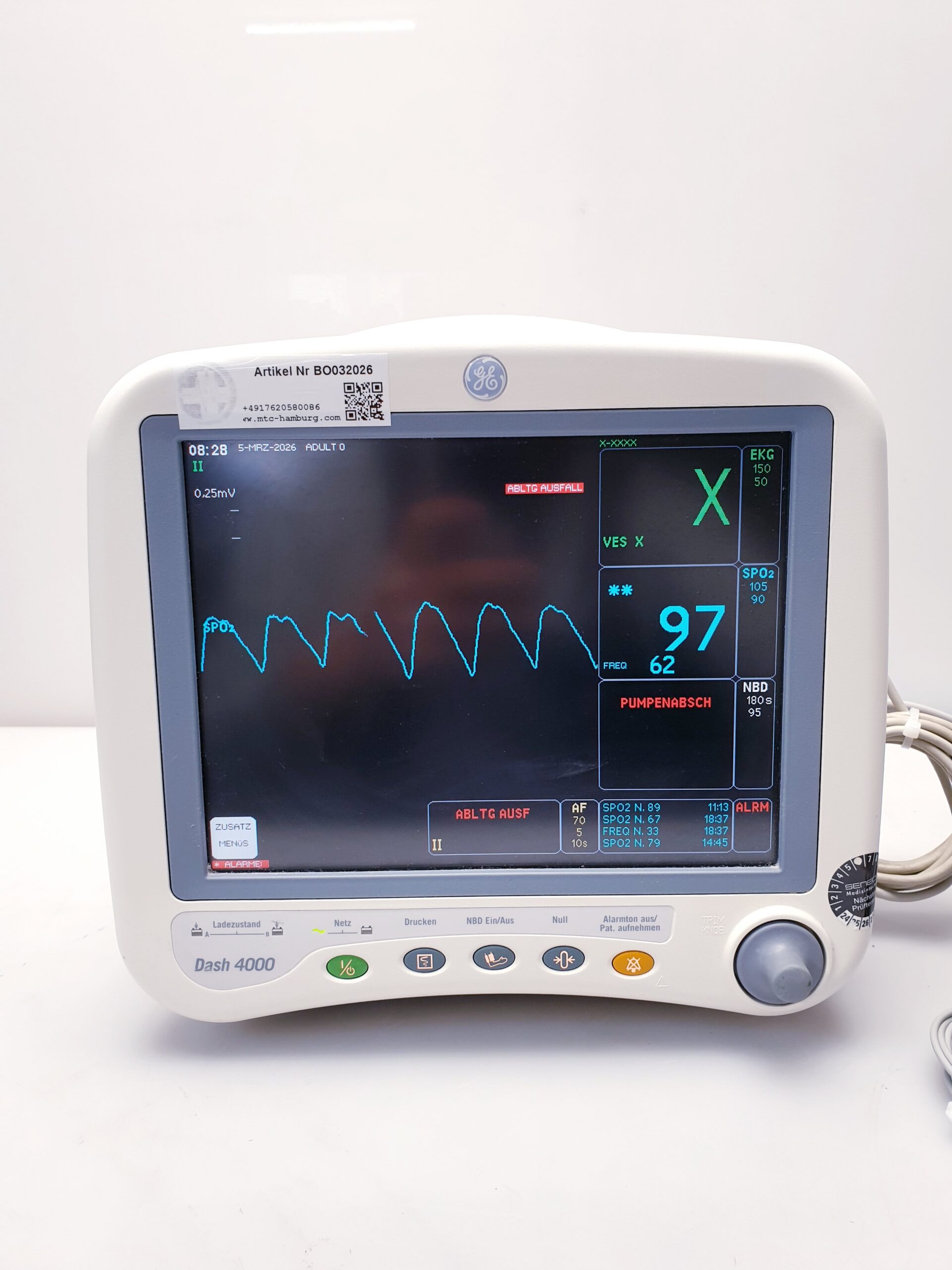 GE Dash 4000 Patientenüberwachungsmonitor Überwachungsmonitor mit SpO2, NiBp – Bild 12
