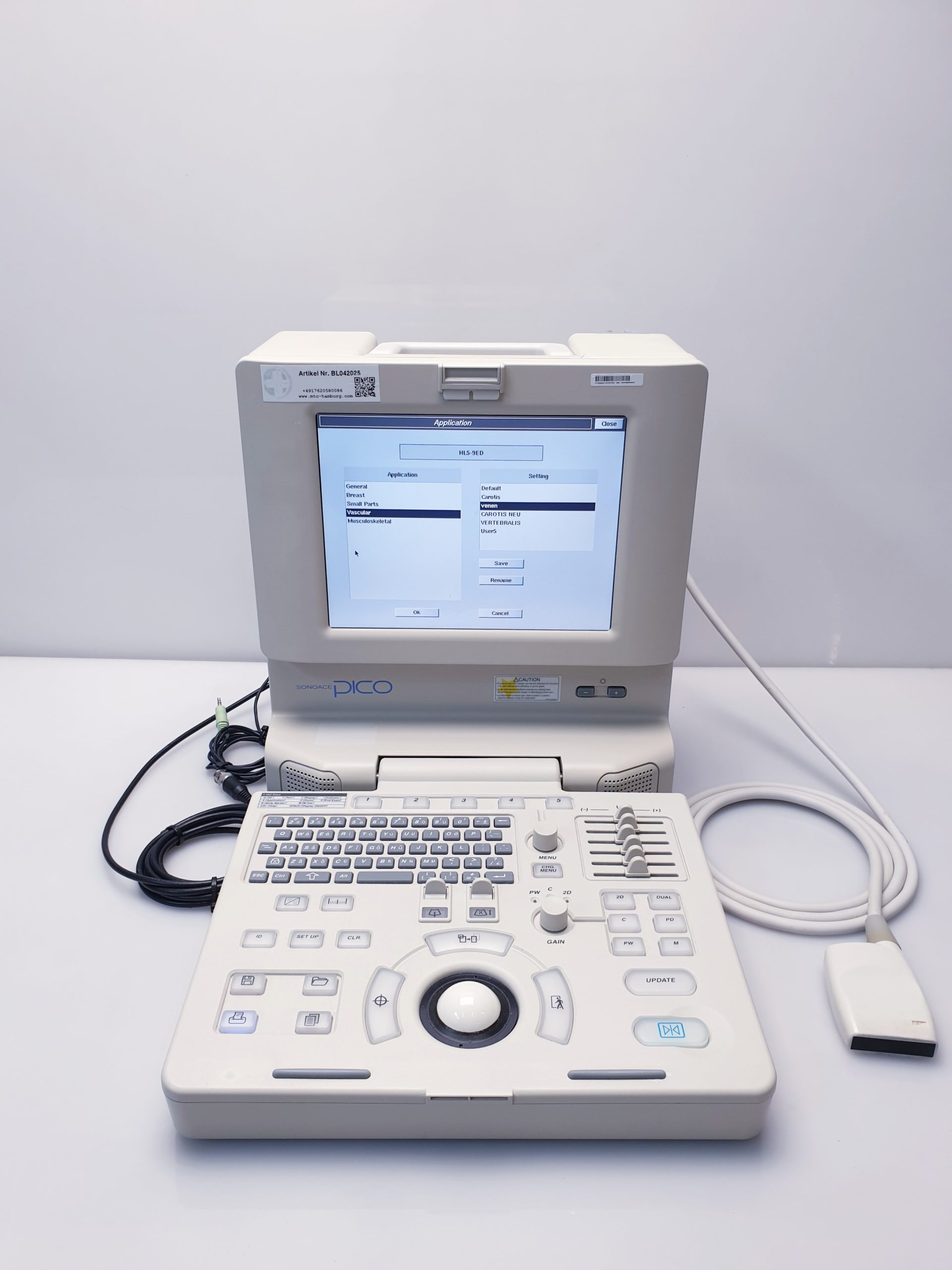 Medison SonoAce PICO tragbarer Ultraschall + C3-7ED Konvex + HL5-9ED Linear – Bild 23