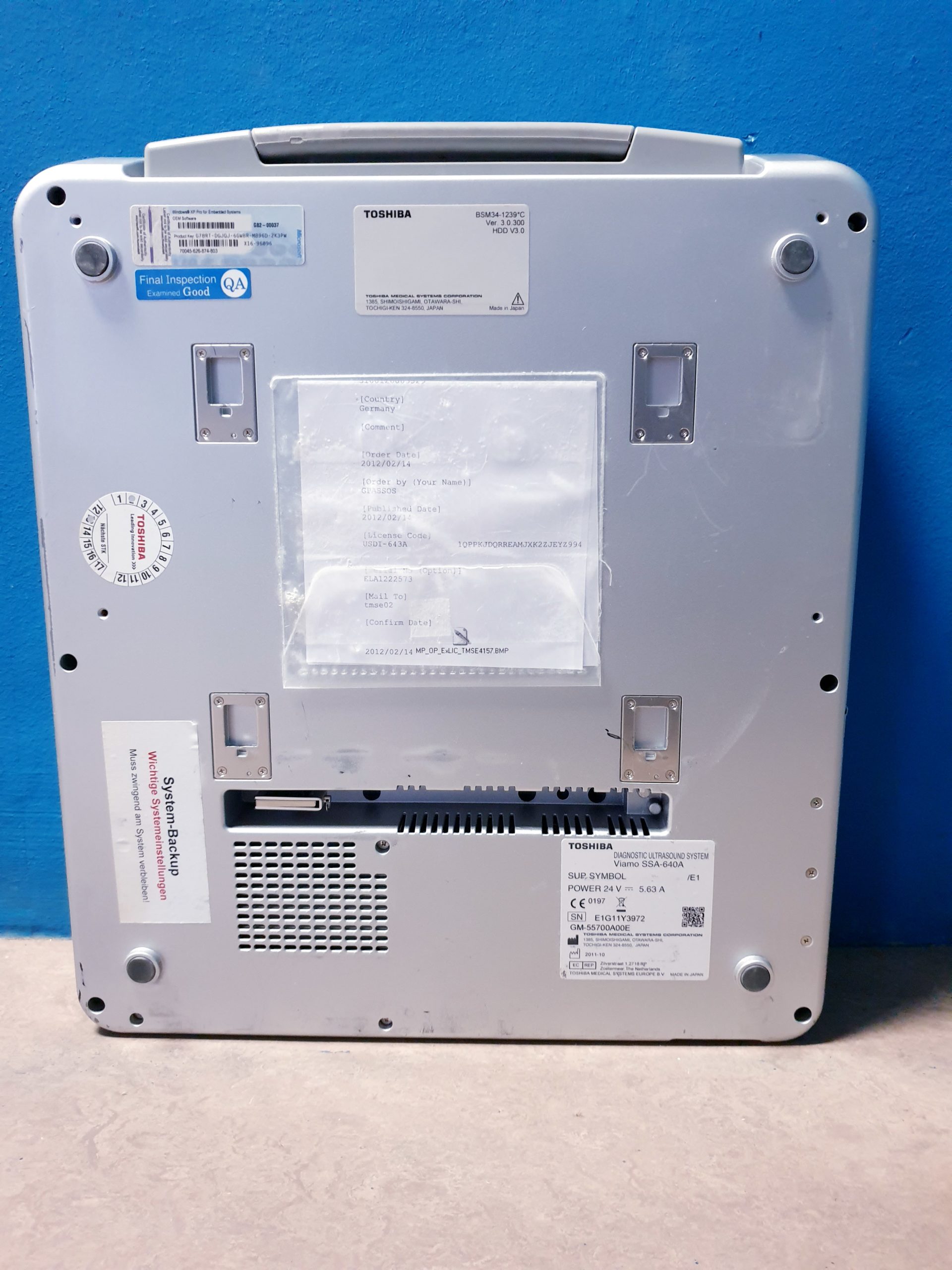 Toshiba Viamo SSA-640A Ultraschallsystem - Ohne Festplatte - Defekt – Bild 15