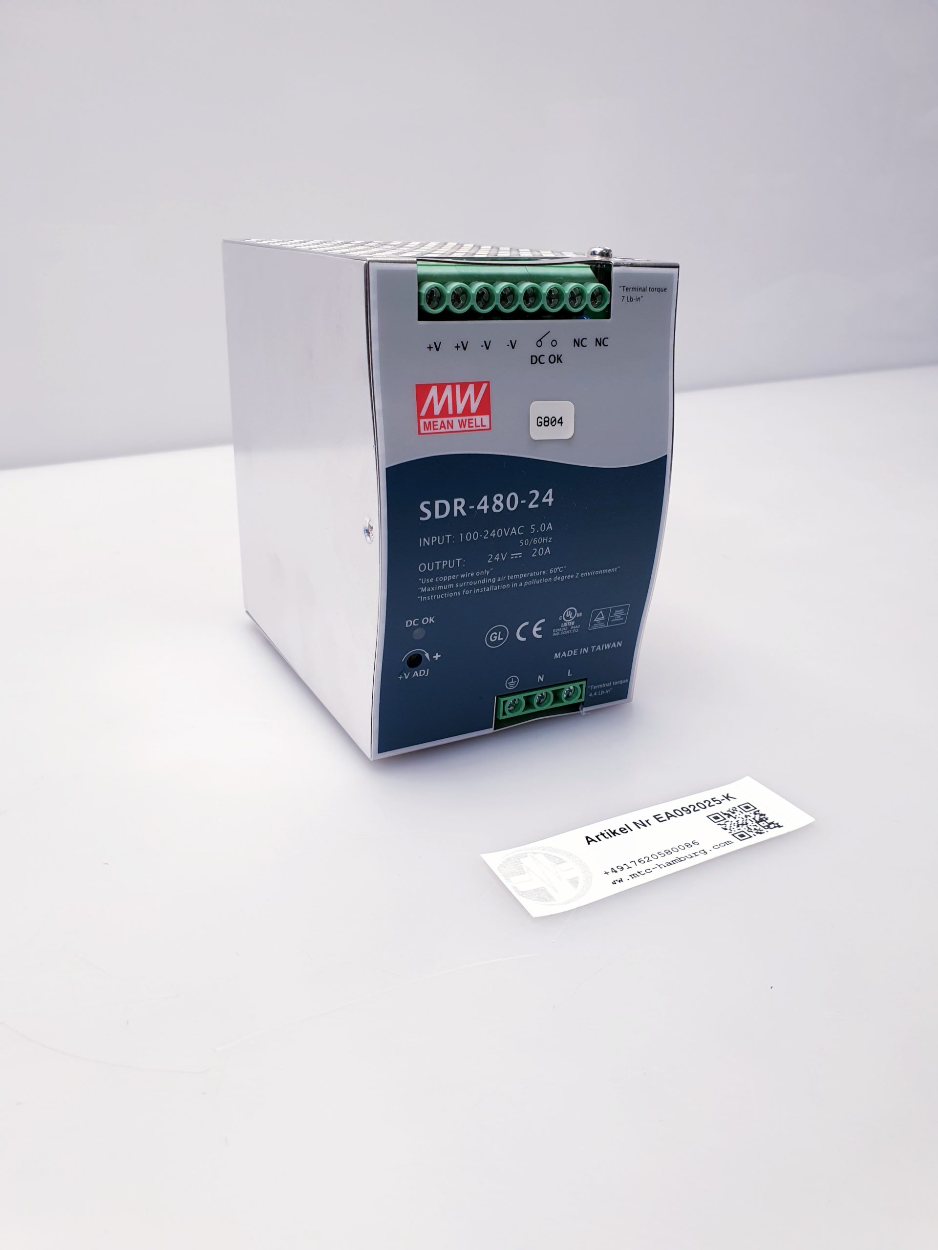 MEAN WELL SDR-480-24 480W 24V 20A Hutschienen Netzteil DIN-RAIL – Bild 3