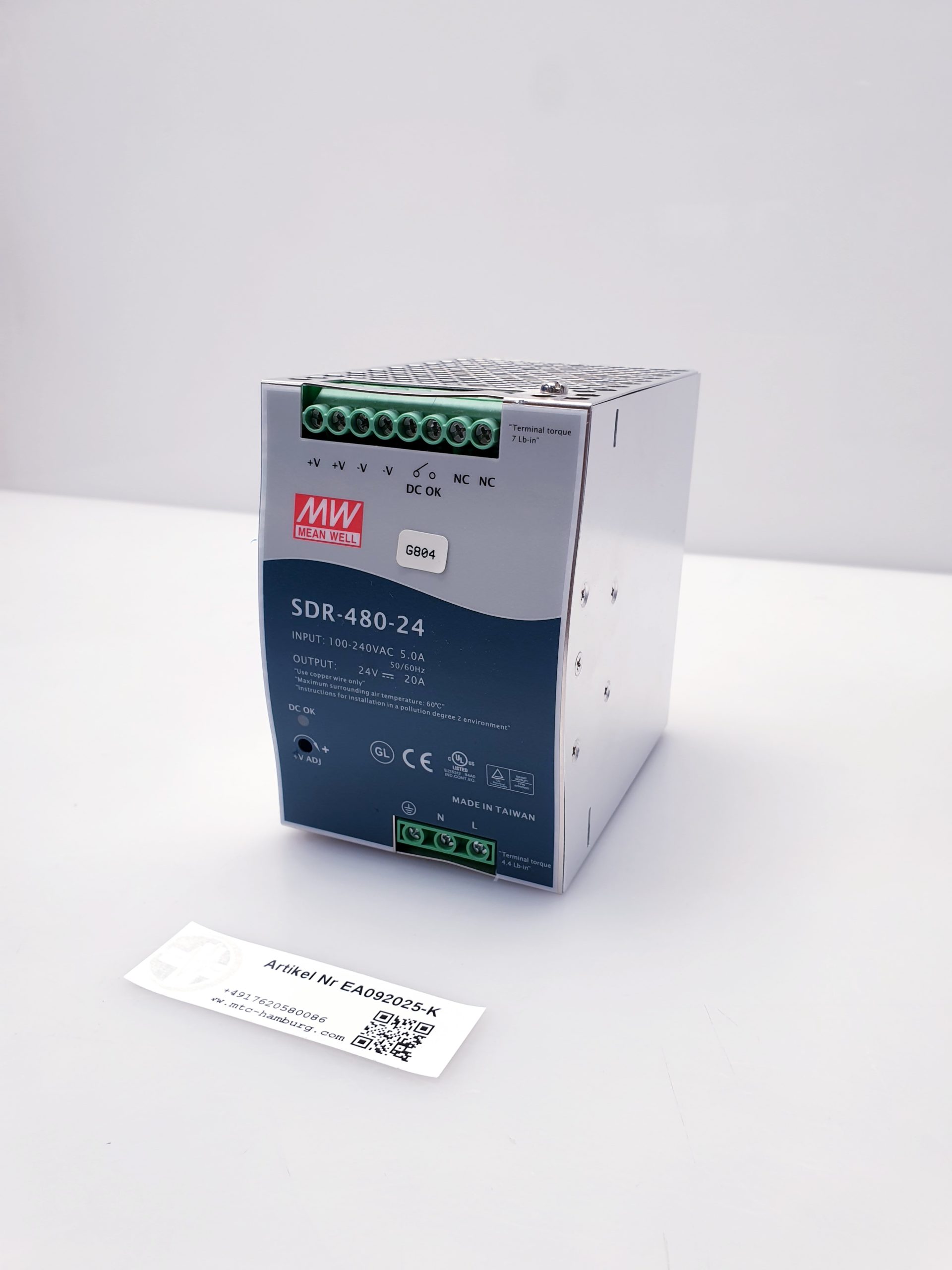 MEAN WELL SDR-480-24 480W 24V 20A Hutschienen Netzteil DIN-RAIL – Bild 4