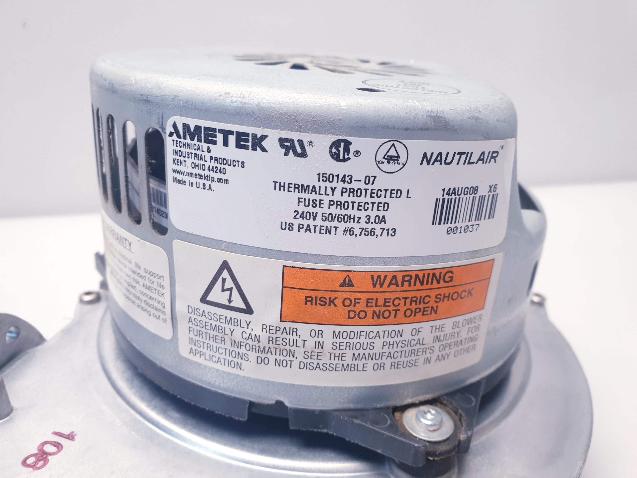 Ametek lr nautilair 150143-07 14aug08 x6 combustion blower ,, Verbrennungsgebläse – Bild 10