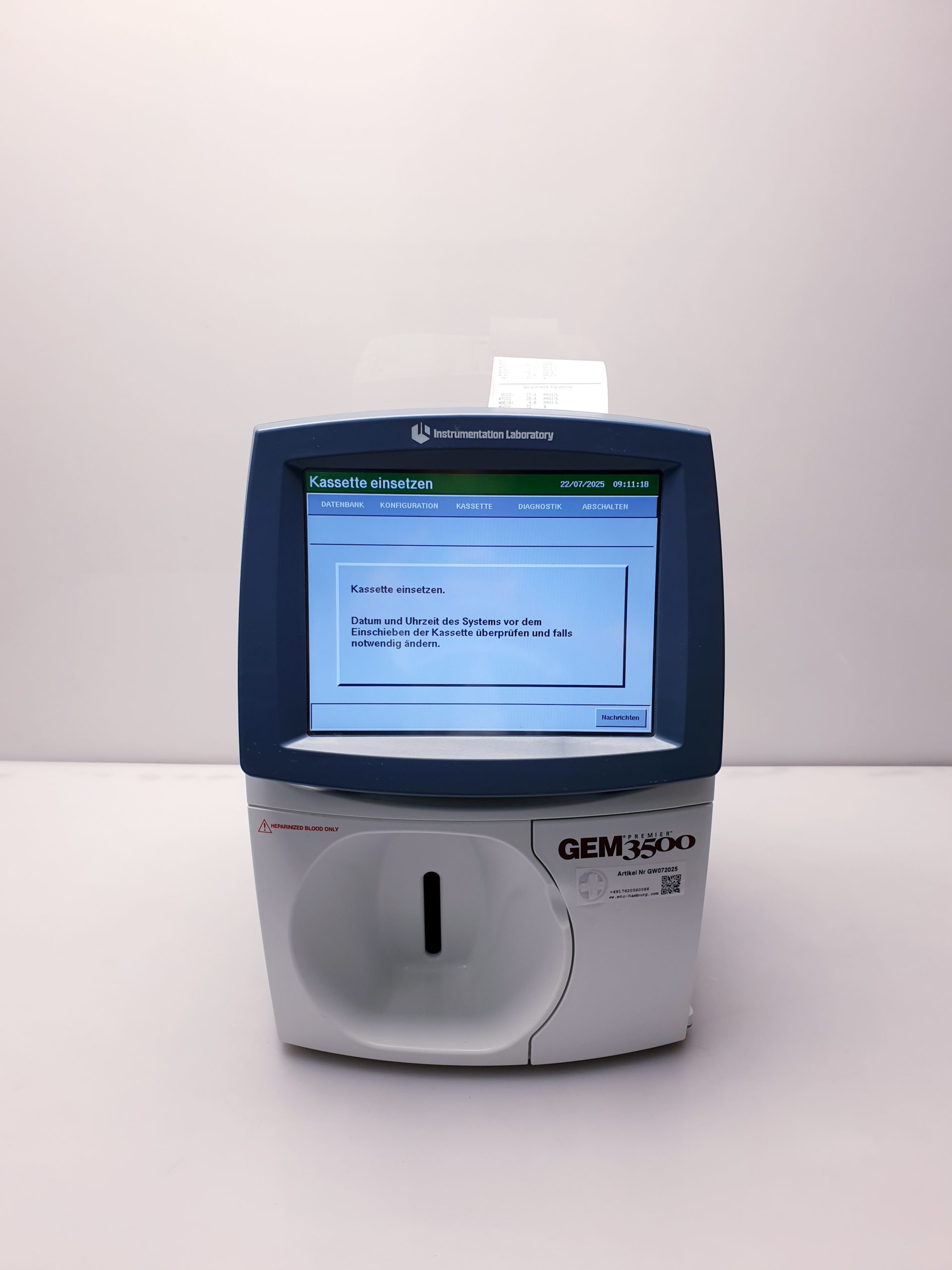 GEM Premier 3500 POC Blood Gas Analyzer – Bild 3