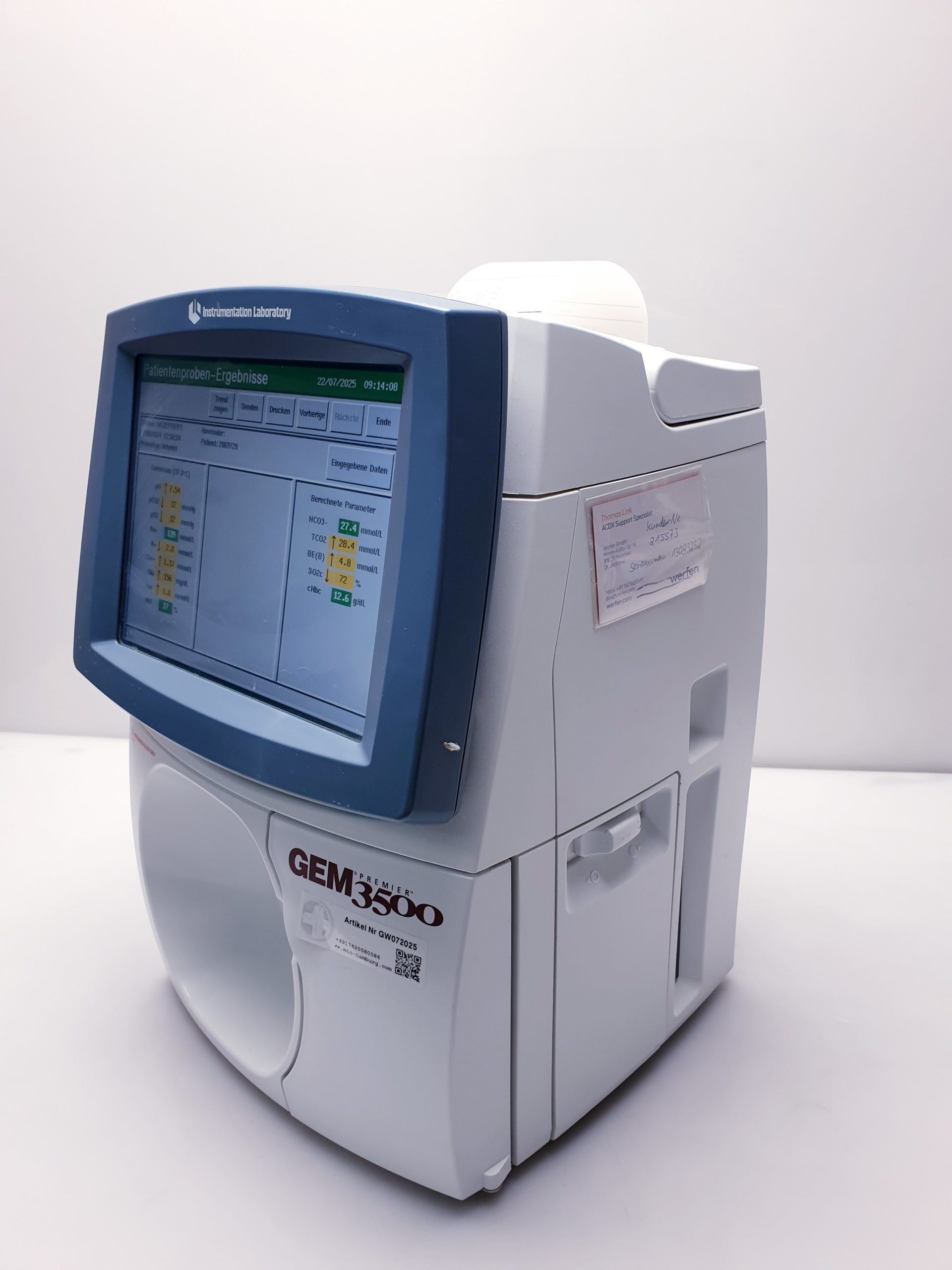 GEM Premier 3500 POC Blood Gas Analyzer – Bild 9