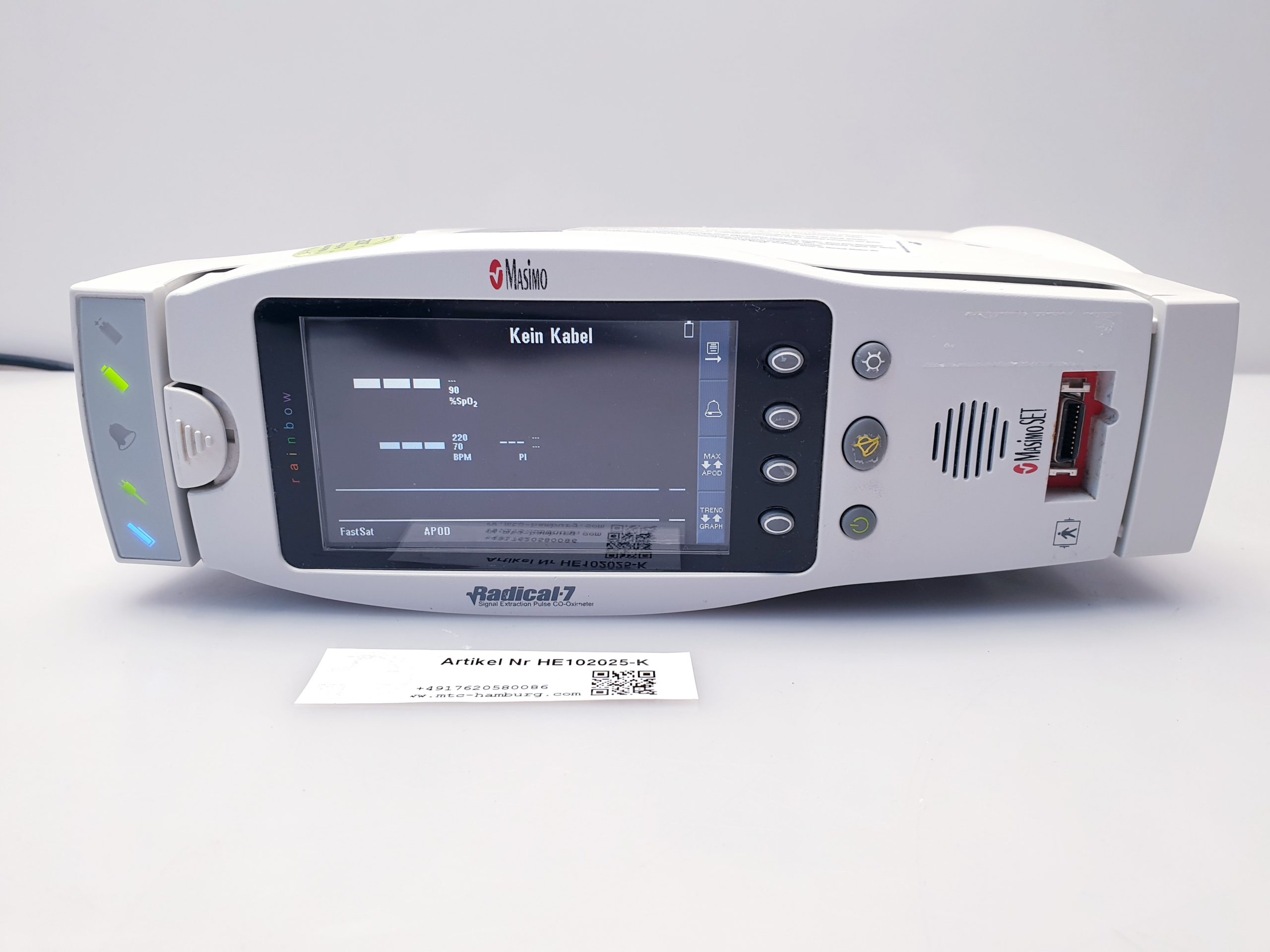 Masimo Set Radical 7 Bedienteil Signalextraktion Puls CO-Oximeter Patientenmonitor – Bild 10