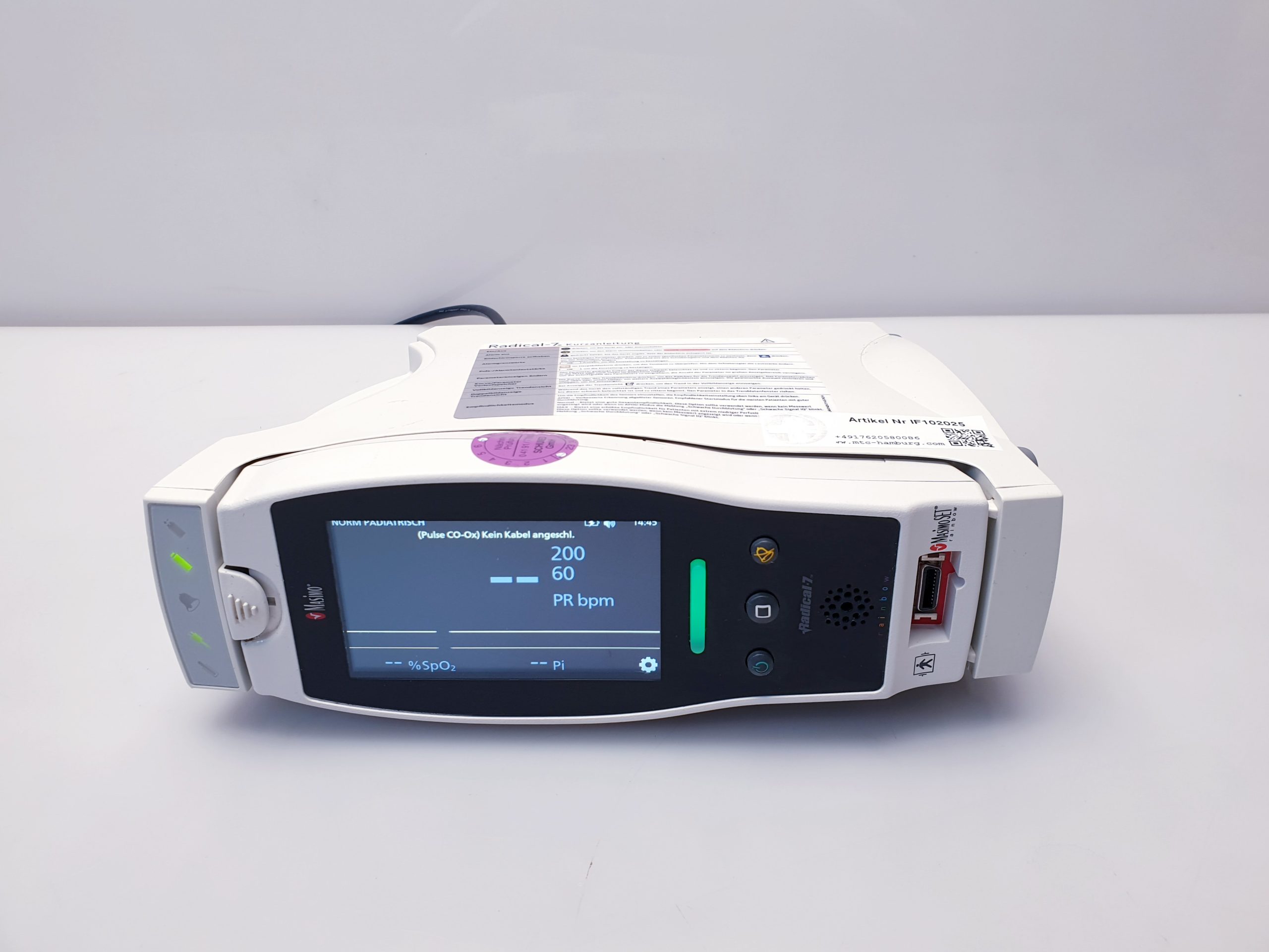 Masimo Radical 7 Masimo Set Radical 7 Bedienteil Signalextraktion Puls CO-Oximeter Patientenmonitor – Bild 2