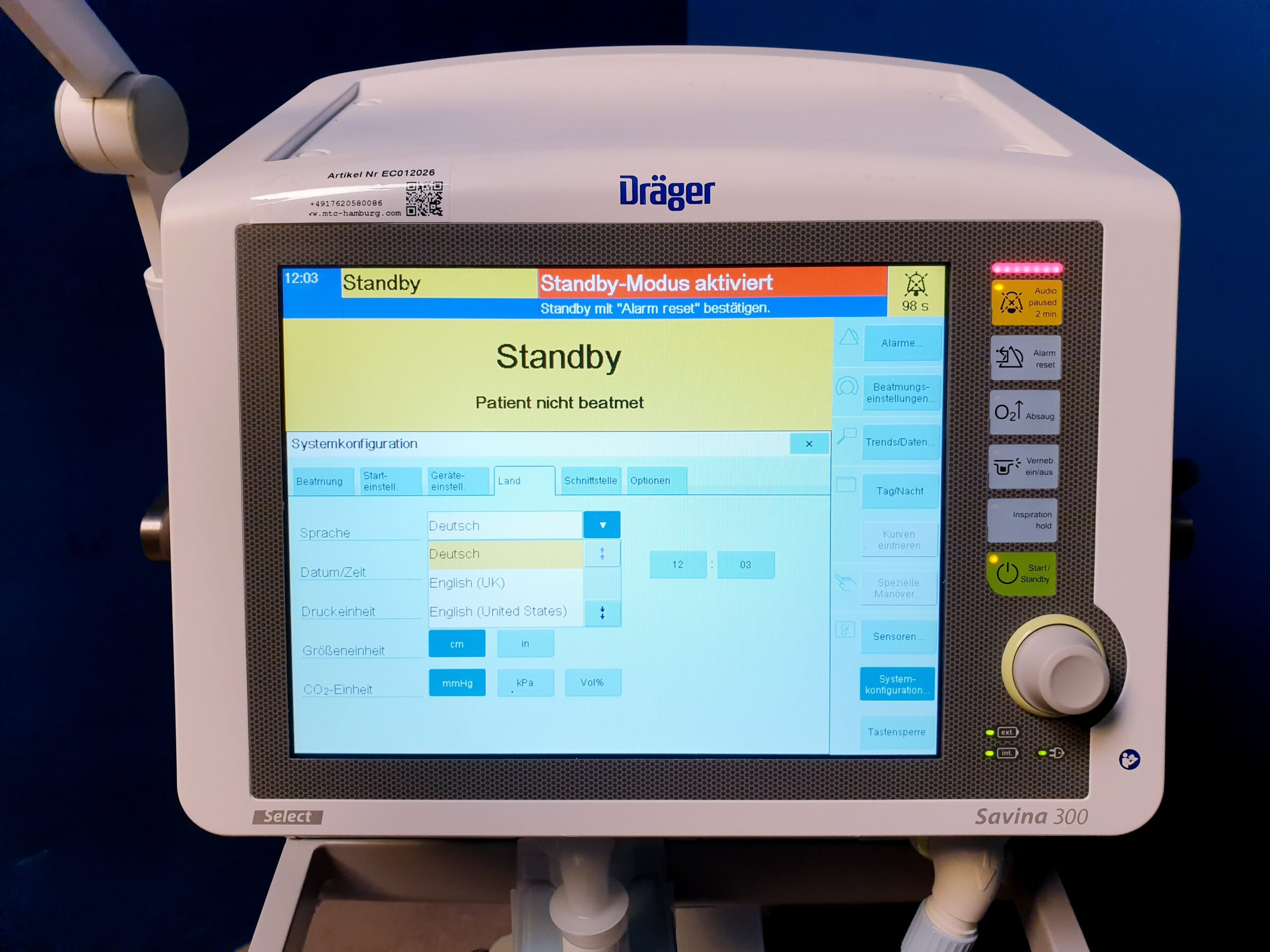 Dräger Savina 300 Intensivbeatmungsgerät – Bild 19