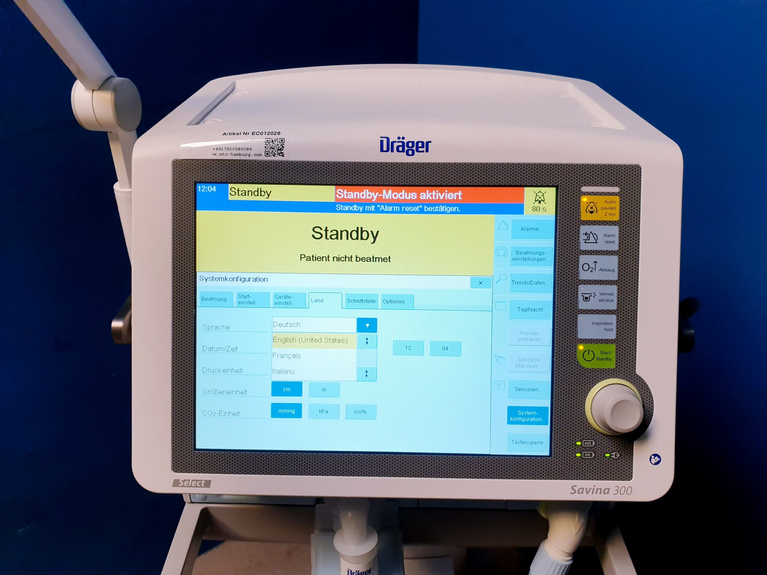 Dräger Savina 300 Intensivbeatmungsgerät – Bild 20