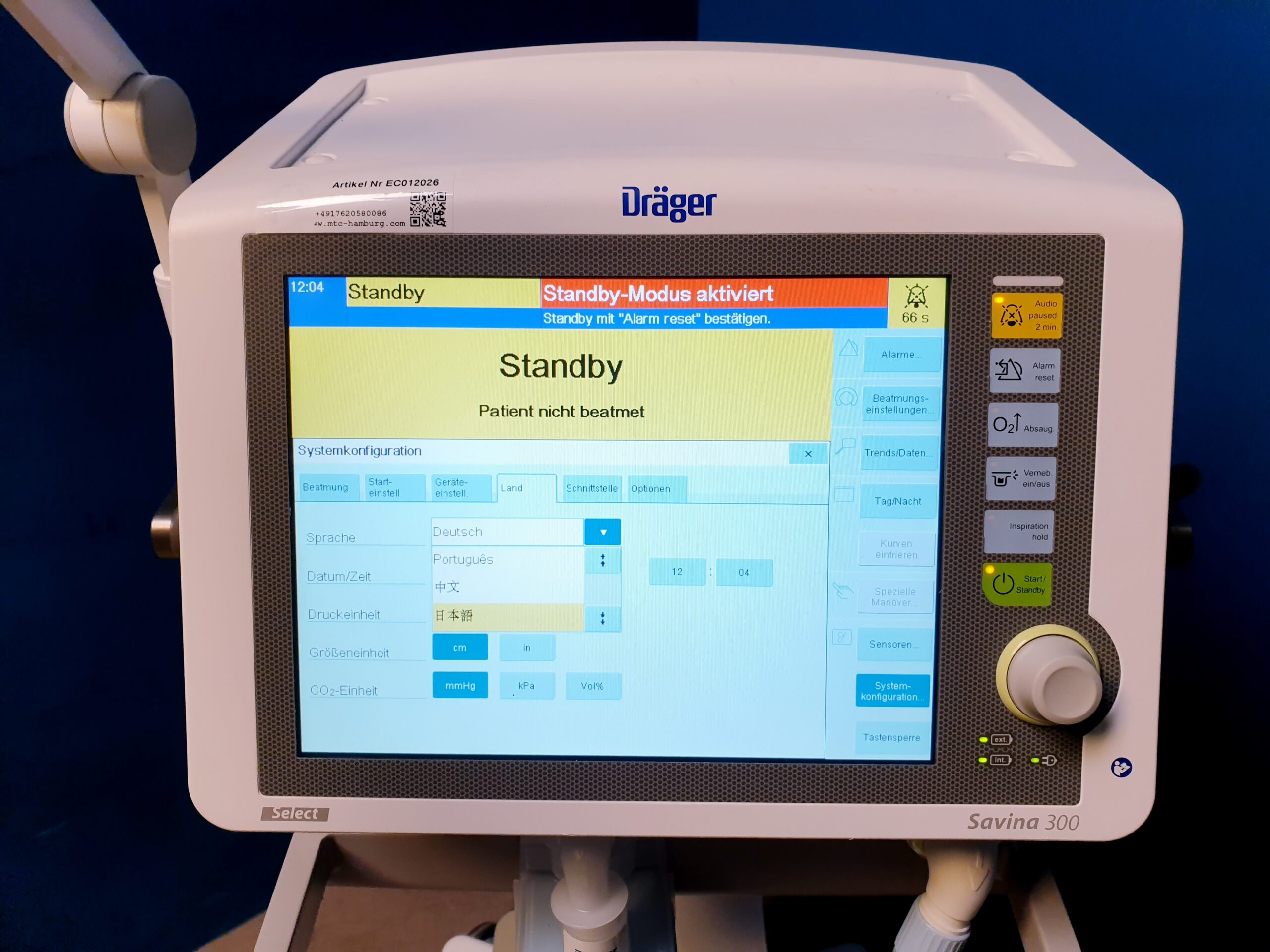 Dräger Savina 300 Intensivbeatmungsgerät – Bild 22