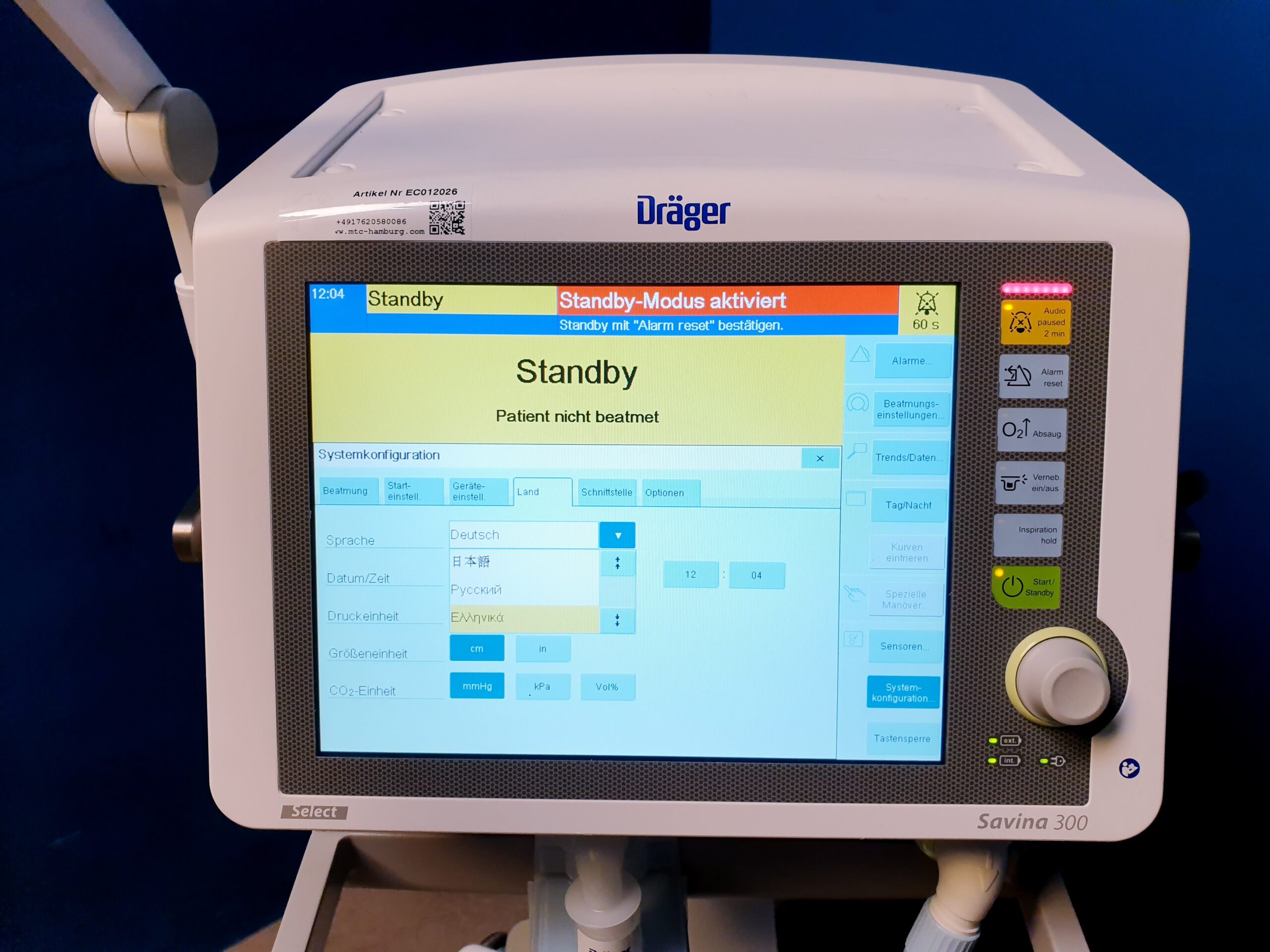 Dräger Savina 300 Intensivbeatmungsgerät – Bild 23