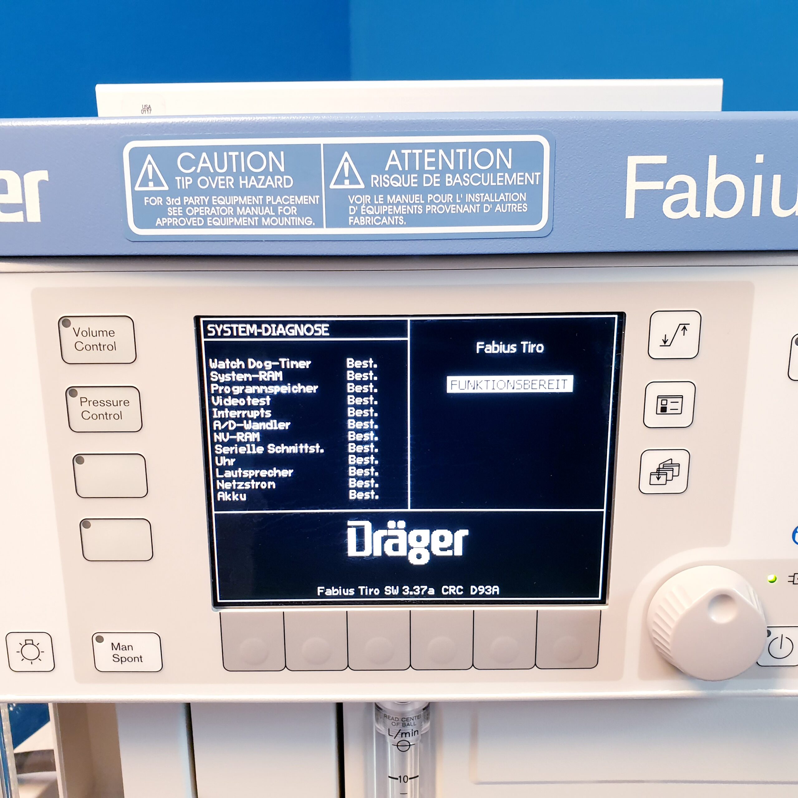 Dräger Fabius Tiro Anesthesia Narkosegerät - Anesthesie DOM 2017 – Bild 10