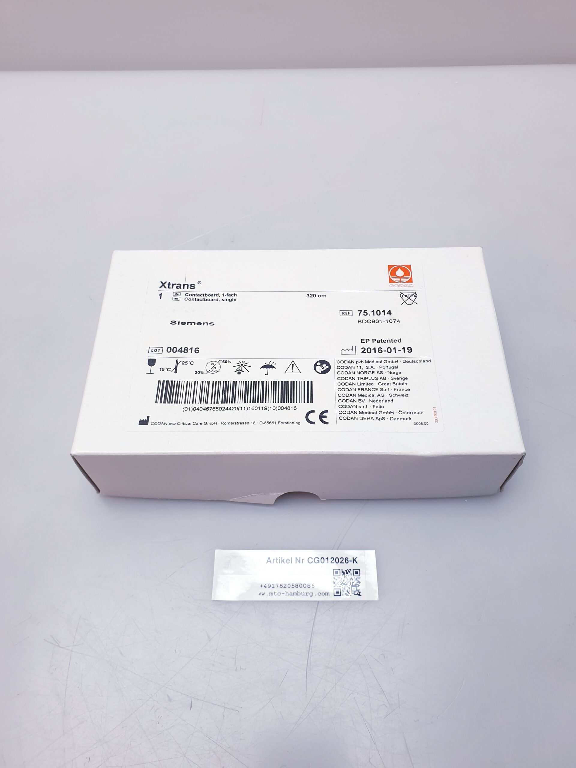 Codan Xtrans Kontaktplatte (Ref. 75.1014) für die invasive Blutdruckmessung – Bild 6