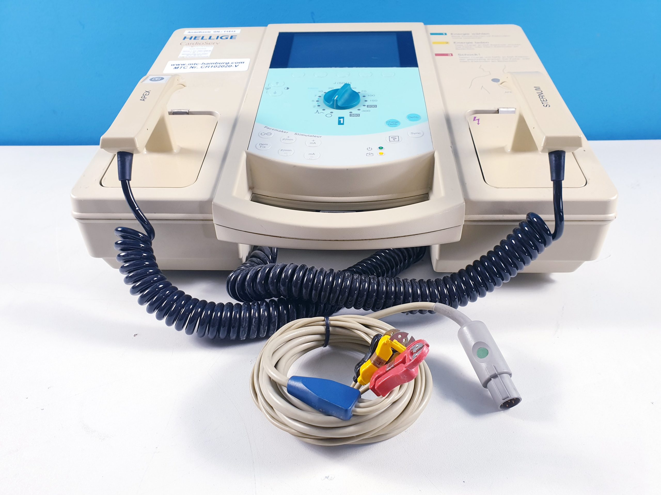 GE Hellige Cardioserv Cardio Serv Defibrillator mit EKG Kabel