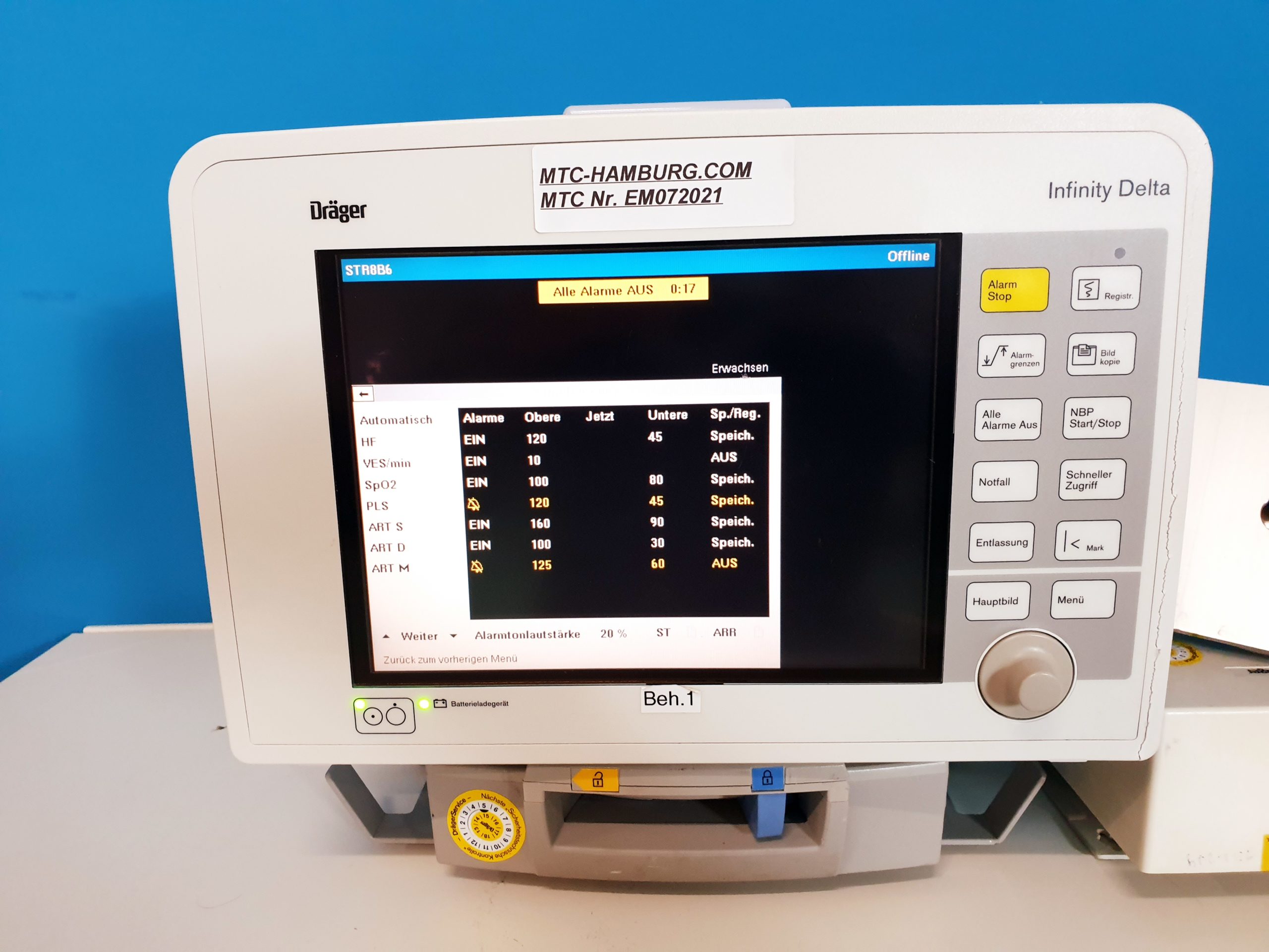 Dräger Infinity Delta Überwachungsmonitor mit Netzteil DOM2017