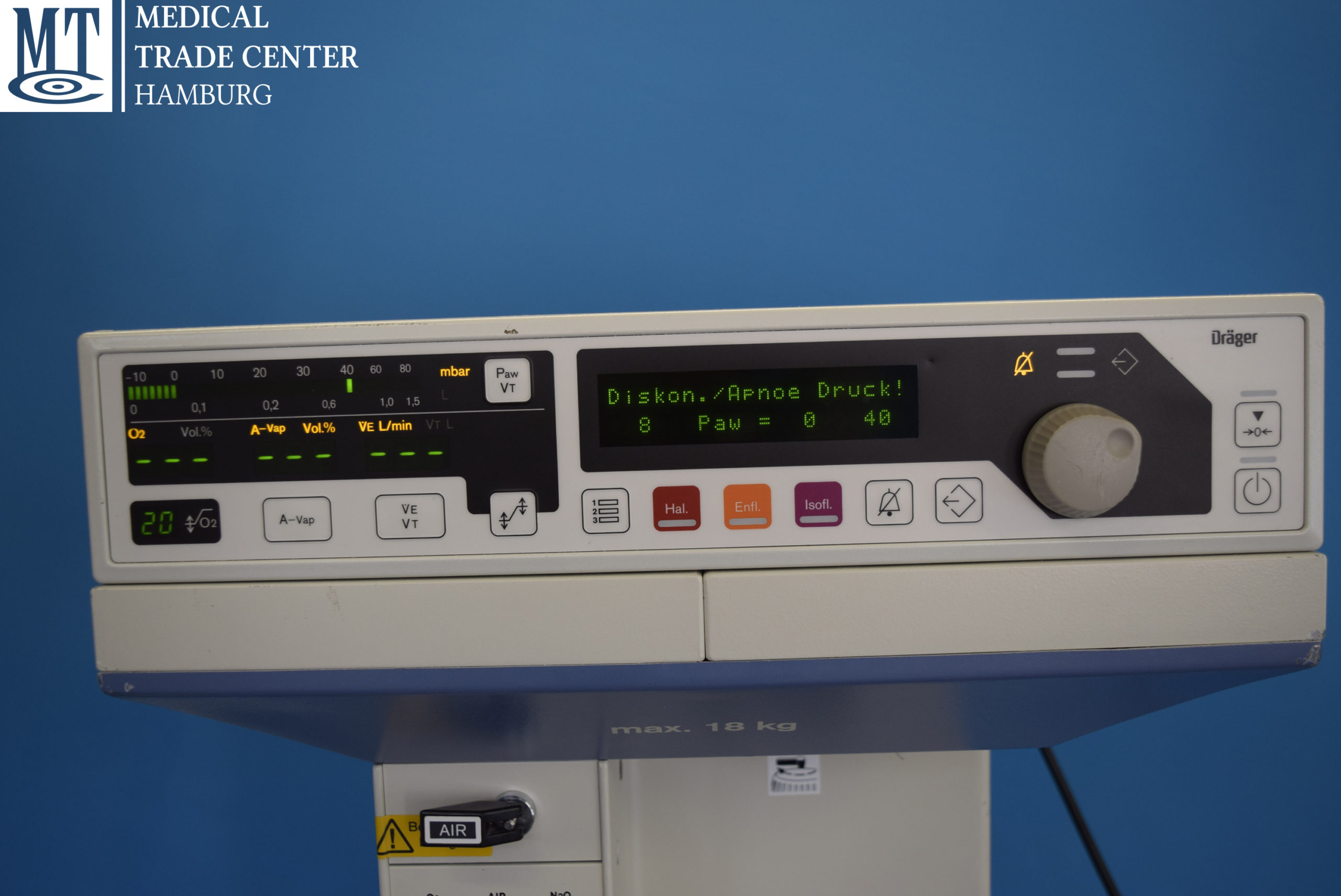 Dräger Trajan 808 Narkosegerät, Narkose mit PM 8030 Atemgasmonitor