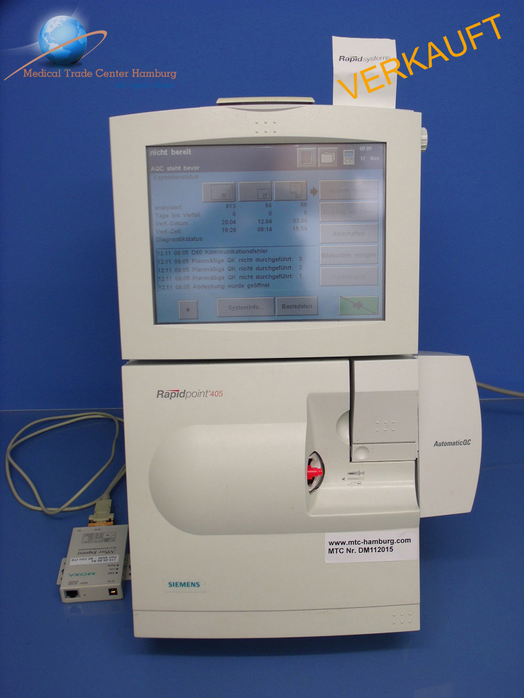 Siemens Bayer Rapidpoint 405 Blood Gas Analyzer System